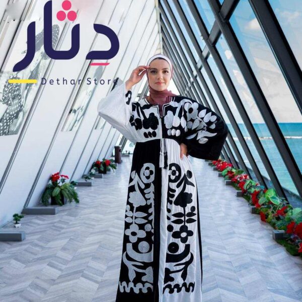 اجمل عبايه استقبال قطن مطرزة بتصميم انيق